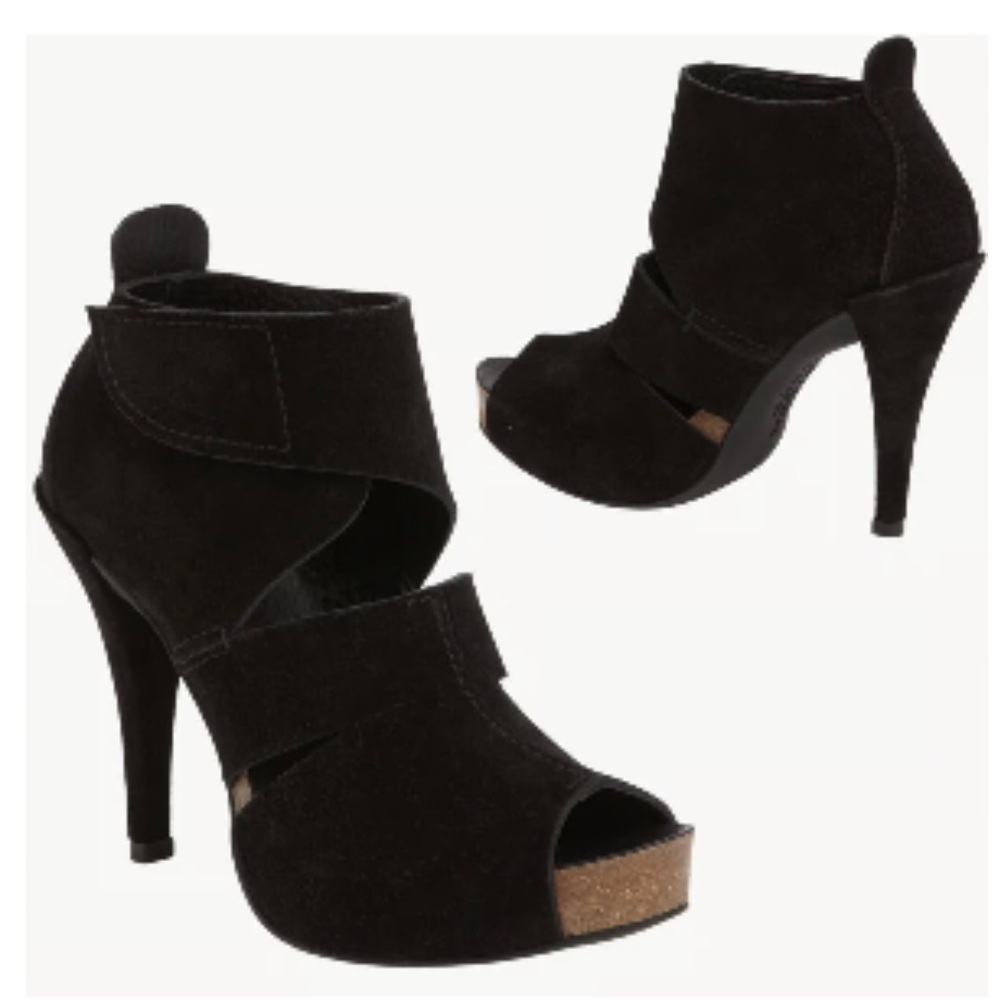 Pedro Garcia Charlie Women's Black Suede Peep Toe Cut Out Booties Size 40 1/2 - Picture 2 of 9